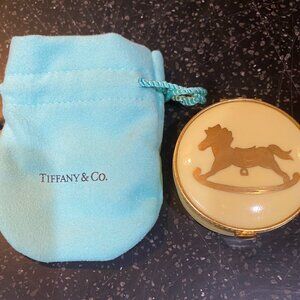 Tiffany & Co Yellow Rocking Horse porcelain pill box made In France signed
